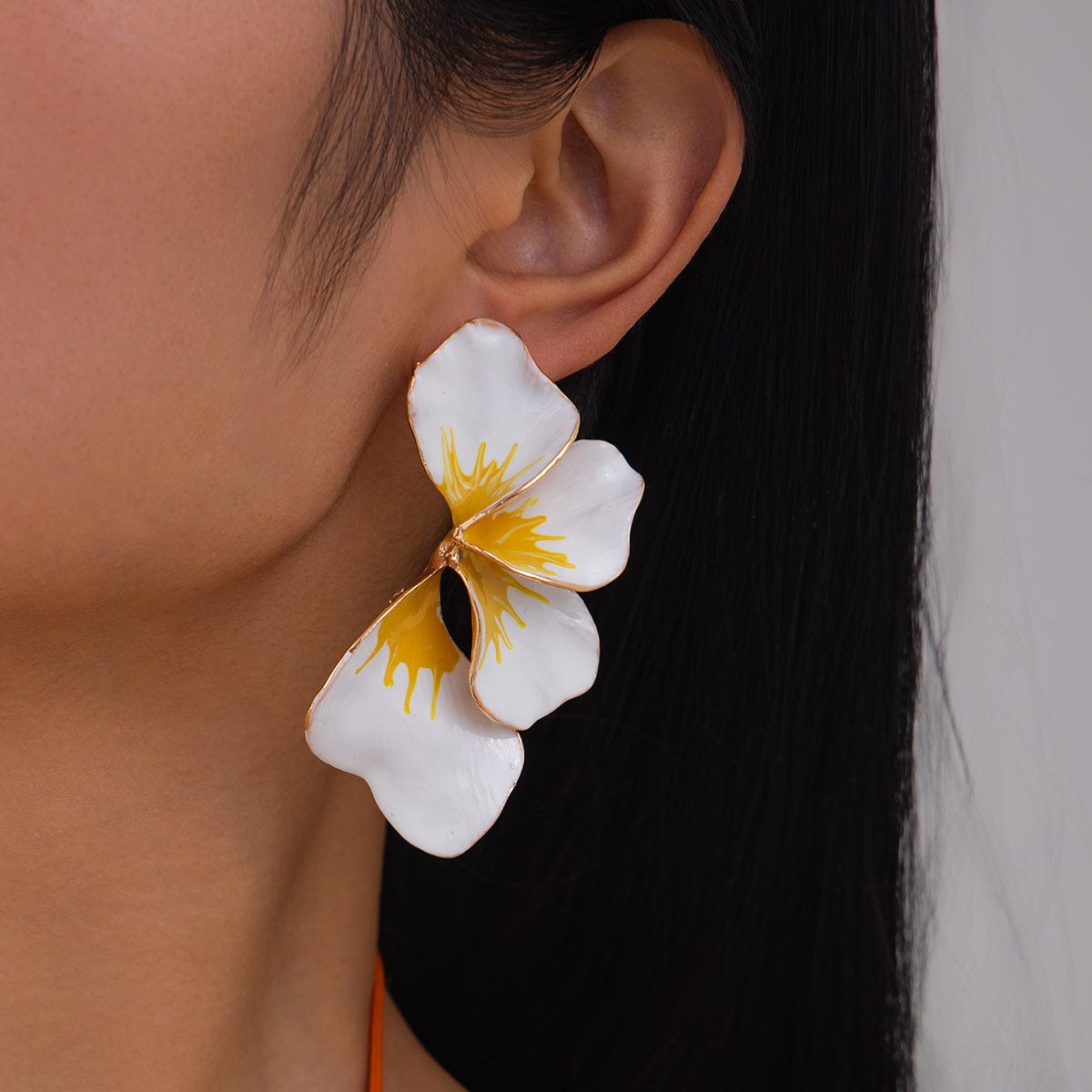 Exaggerated Gradient Enamel Flower Petal Stud Earrings - ArtGalleryZen