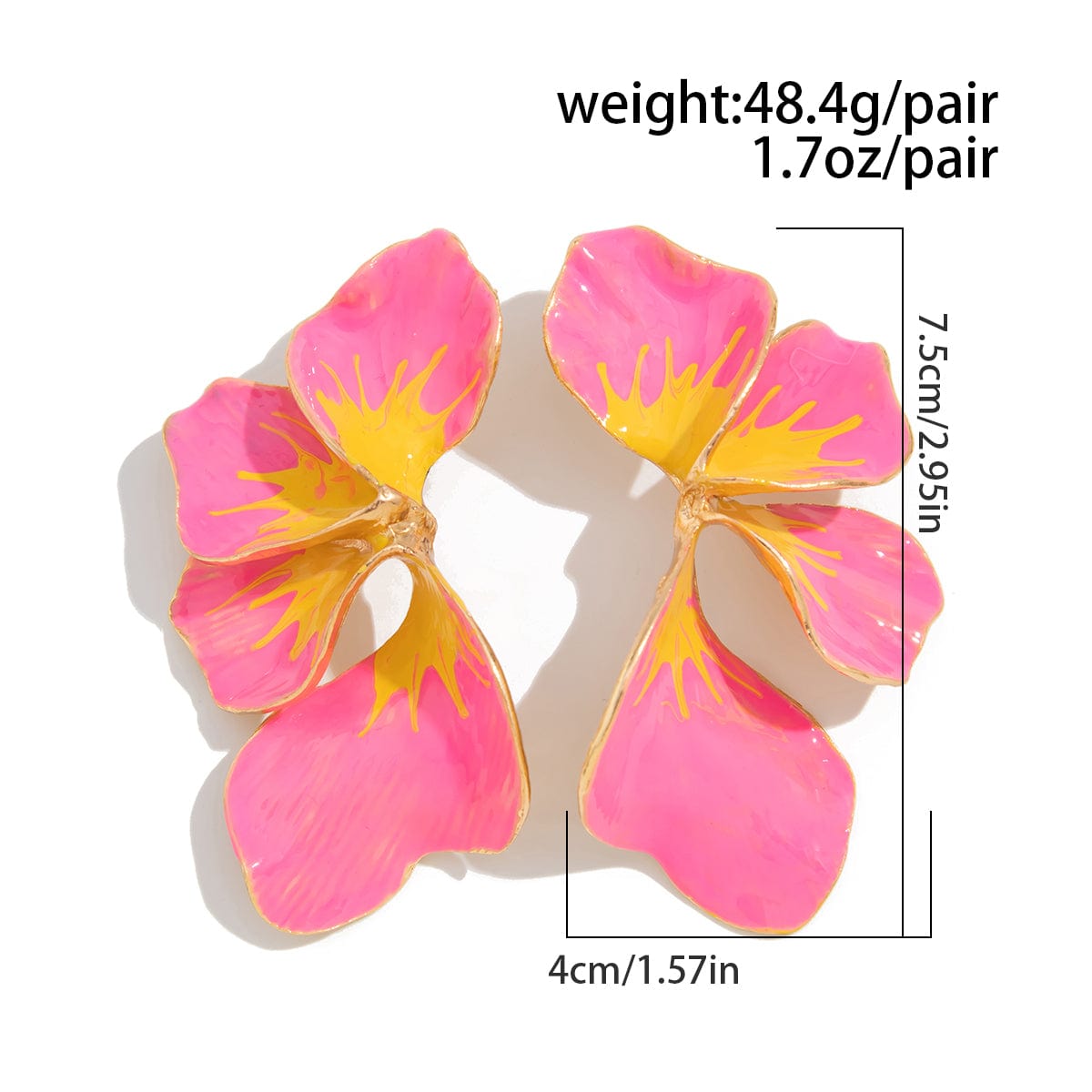 Exaggerated Gradient Enamel Flower Petal Stud Earrings - ArtGalleryZen
