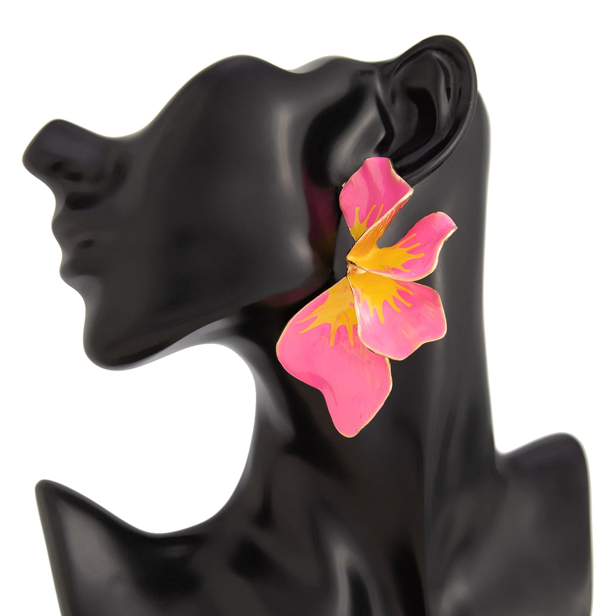 Exaggerated Gradient Enamel Flower Petal Stud Earrings - ArtGalleryZen