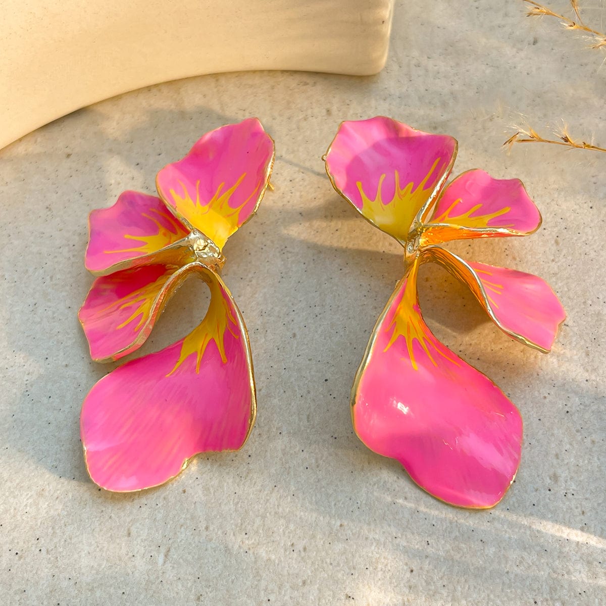 Exaggerated Gradient Enamel Flower Petal Stud Earrings - ArtGalleryZen