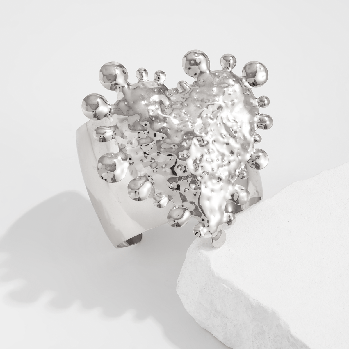 Exaggerated Heart Waterdrop Wide Cuff Bangle Bracelet - ArtGalleryZen