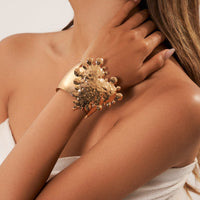 Thumbnail for Exaggerated Heart Waterdrop Wide Cuff Bangle Bracelet - ArtGalleryZen