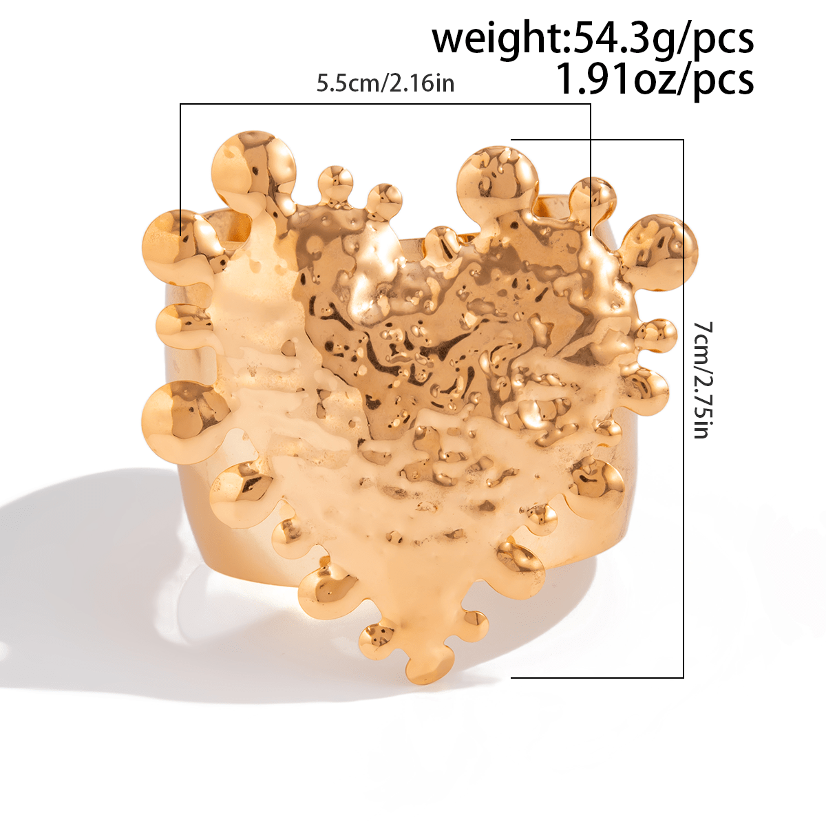 Exaggerated Heart Waterdrop Wide Cuff Bangle Bracelet - ArtGalleryZen