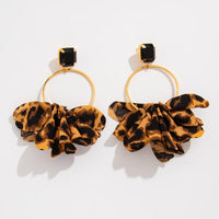 Thumbnail for Exaggerated Leopard Fabric Hoop Dangle Earrings - ArtGalleryZen