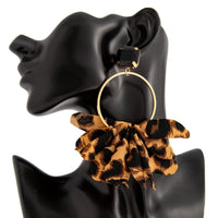 Thumbnail for Exaggerated Leopard Fabric Hoop Dangle Earrings - ArtGalleryZen