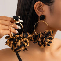 Thumbnail for Exaggerated Leopard Fabric Hoop Dangle Earrings - ArtGalleryZen