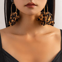 Thumbnail for Exaggerated Leopard Fabric Hoop Dangle Earrings - ArtGalleryZen
