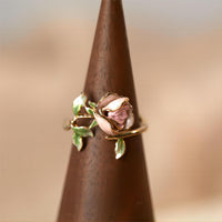Thumbnail for Exquisite Enamel Pink Rose Open Ring - ArtGalleryZen
