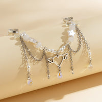 Thumbnail for Fancy Agate Tassel Heart Pendant Star Rhinestone Pearl Chain Necklace - ArtGalleryZen