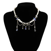 Thumbnail for Fancy Agate Tassel Heart Pendant Star Rhinestone Pearl Chain Necklace - ArtGalleryZen