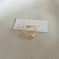Thumbnail for French Style CZ Inlaid Butterfly Enamel Flower Pearl Open Ring - ArtGalleryZen