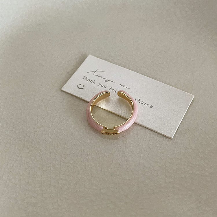 French Style CZ Inlaid Butterfly Enamel Flower Pearl Open Ring - ArtGalleryZen