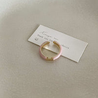 Thumbnail for French Style CZ Inlaid Butterfly Enamel Flower Pearl Open Ring - ArtGalleryZen