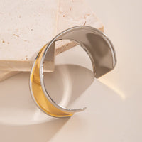 Thumbnail for French Style Gold Silver Plated Glossy Open Cuff Bracelet - ArtGalleryZen