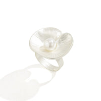 Thumbnail for French Style Round Disk Pleated Pearl Open Ring - ArtGalleryZen