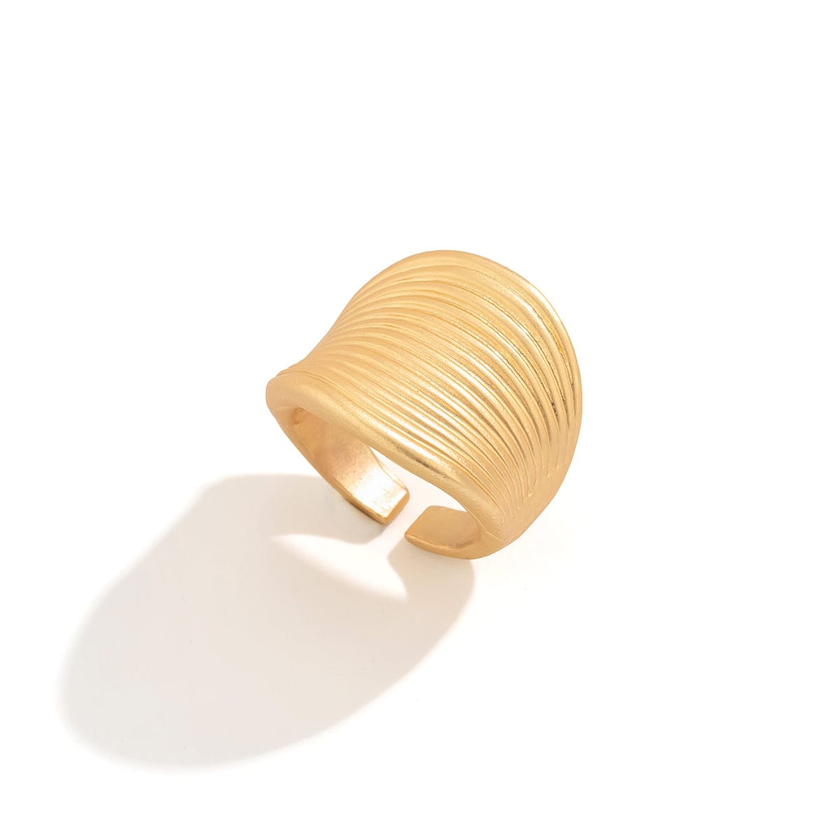 French Style Round Pleated Metallic Open Ring - ArtGalleryZen