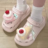 Thumbnail for Furry Cherry Cake Crocs Sandals Decoration Shoe Charms - ArtGalleryZen
