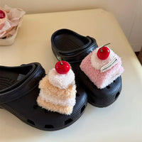 Thumbnail for Furry Cherry Cake Crocs Sandals Decoration Shoe Charms - ArtGalleryZen