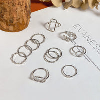 Thumbnail for Geometric 11 Pieces Metallic Rings Set - ArtGalleryZen