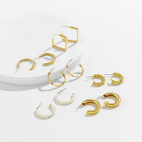 Thumbnail for Geometric 12 Pieces Hoop Stud Earrings Set - ArtGalleryZen