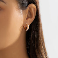 Thumbnail for Geometric 12 Pieces Pearl Inlaid Huggie Hoop Earrings Set - ArtGalleryZen