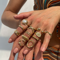 Thumbnail for Geometric 12pcs Gold Silver Tone Hollow Twisted Open Ring Set - ArtGalleryZen