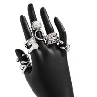 Thumbnail for Geometric 12pcs Gold Silver Tone Hollow Twisted Open Ring Set - ArtGalleryZen