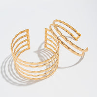 Thumbnail for Geometric 2pcs Hammered Hollow Bangle Arm Cuff Set - ArtGalleryZen