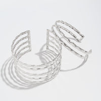 Thumbnail for Geometric 2pcs Hammered Hollow Bangle Arm Cuff Set - ArtGalleryZen