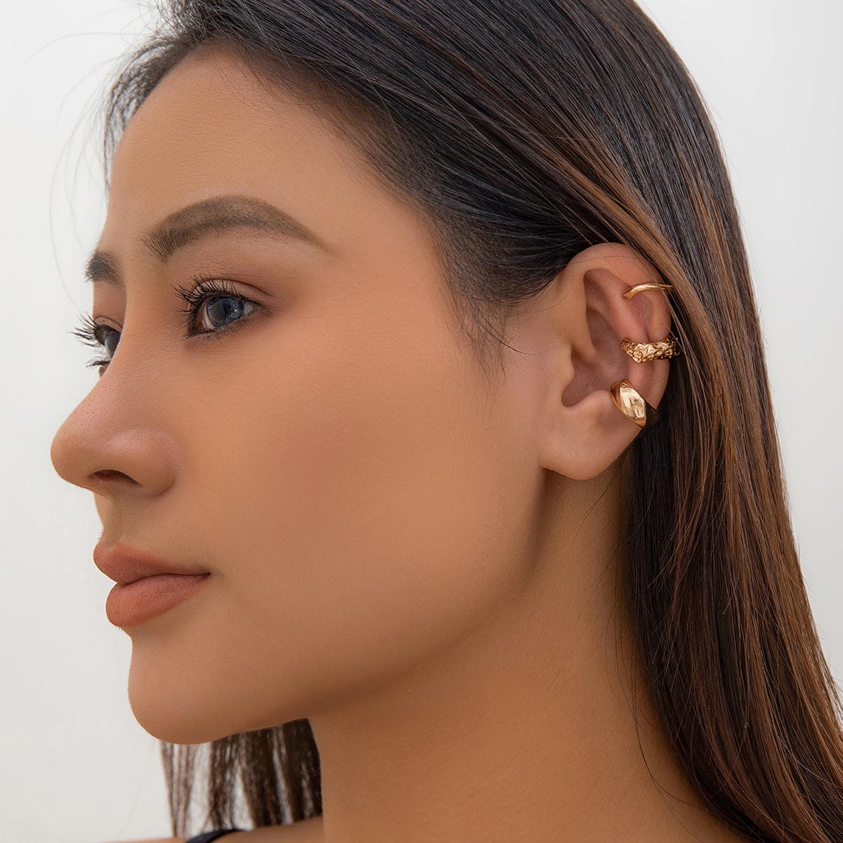 Geometric 3 Pcs Gold Silver Plated Irregular Ear Cuff Earrings Set - ArtGalleryZen