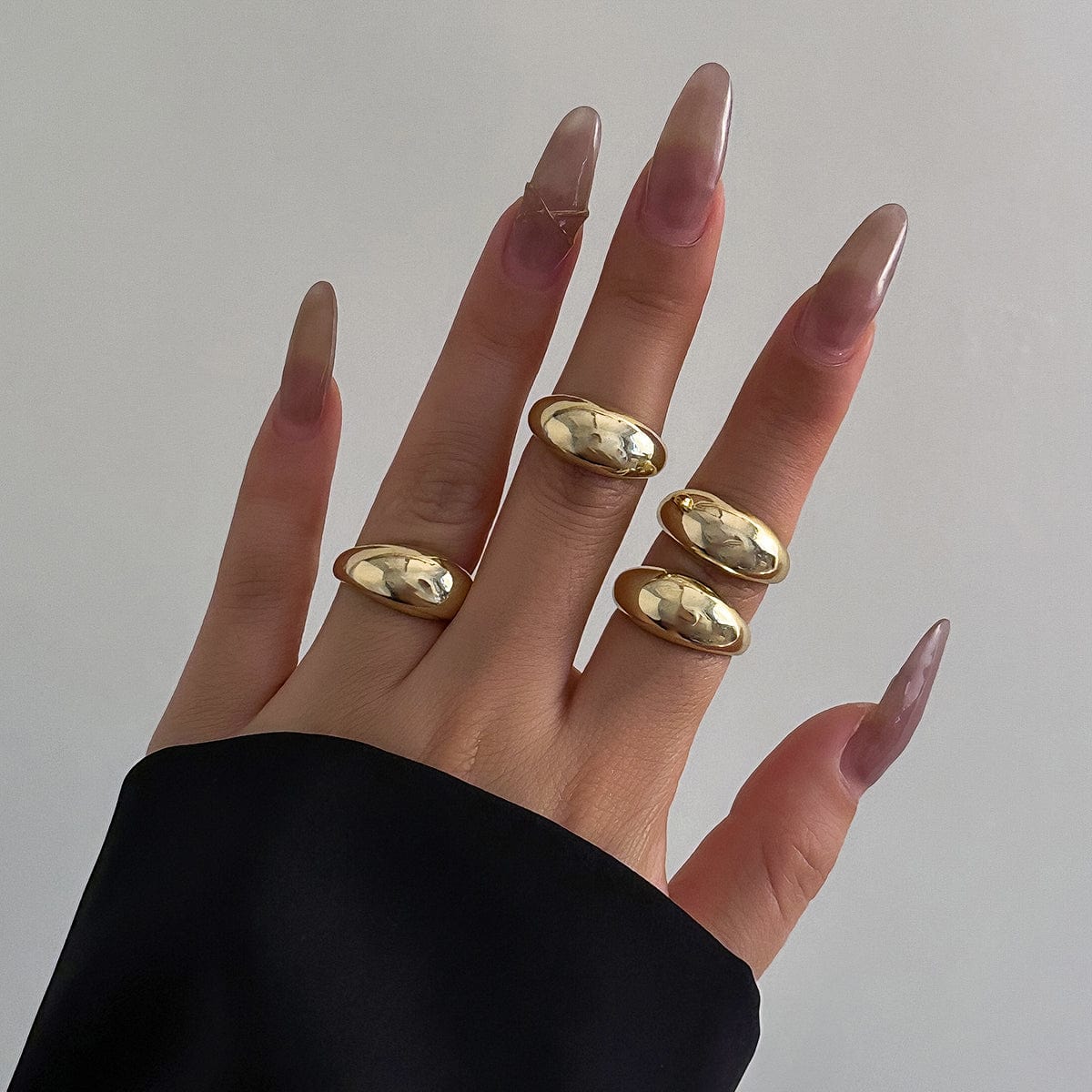 Geometric 4pcs Gold Silver Plated Open Ring Set - ArtGalleryZen
