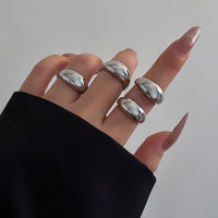 Thumbnail for Geometric 4pcs Gold Silver Plated Open Ring Set - ArtGalleryZen