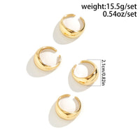 Thumbnail for Geometric 4pcs Gold Silver Plated Open Ring Set - ArtGalleryZen