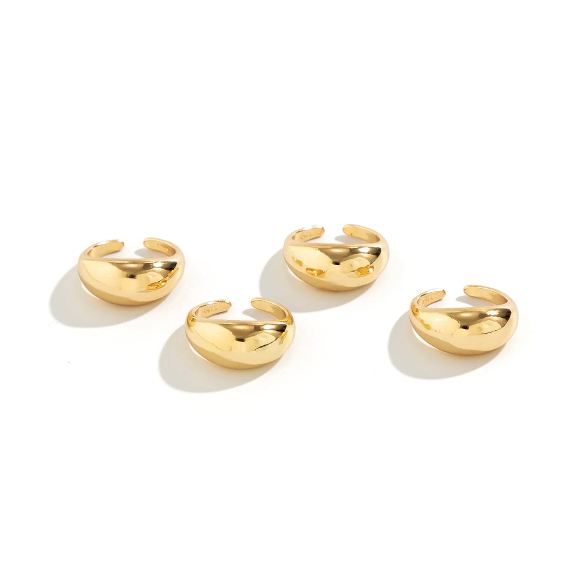 Geometric 4pcs Gold Silver Plated Open Ring Set - ArtGalleryZen