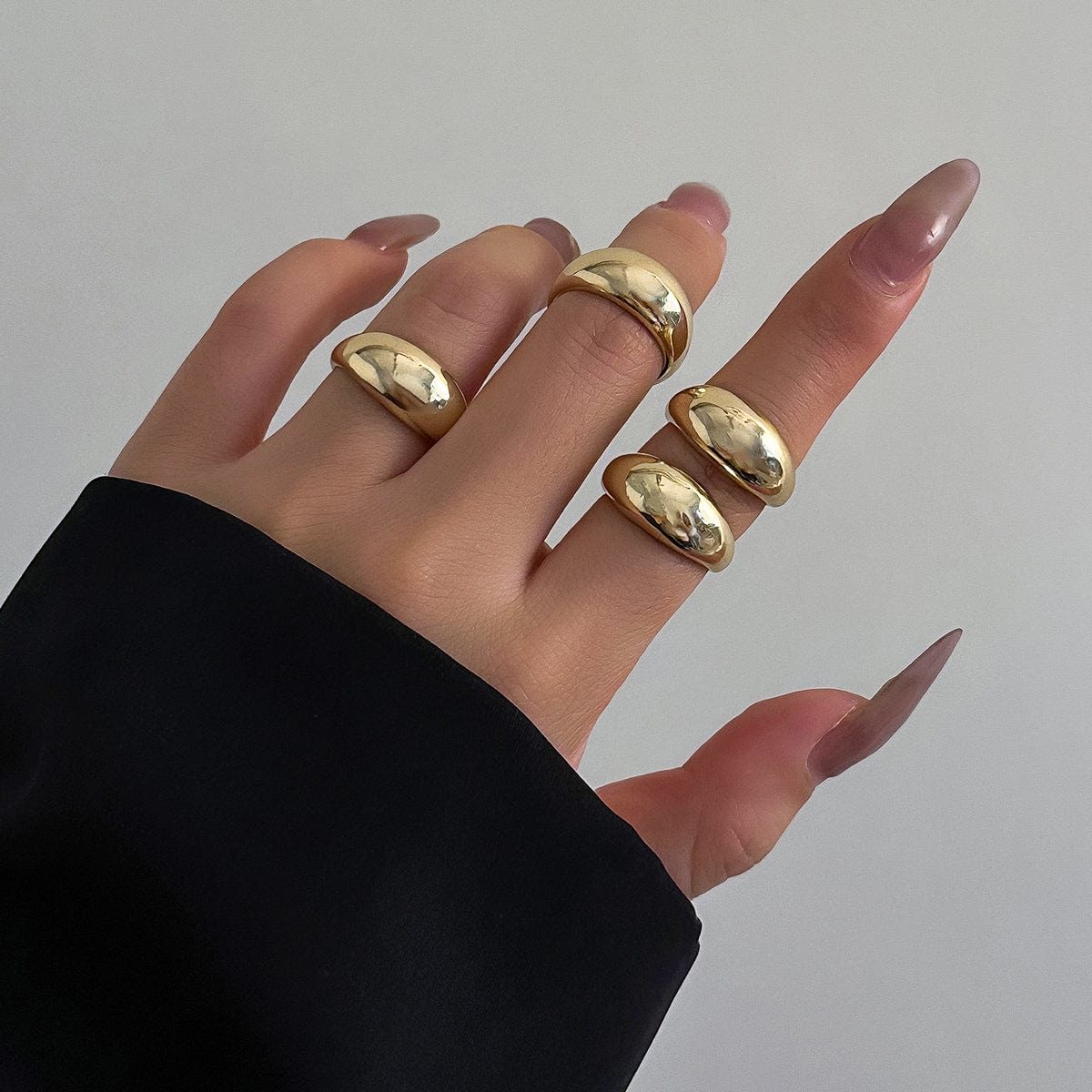 Geometric 4pcs Gold Silver Plated Open Ring Set - ArtGalleryZen