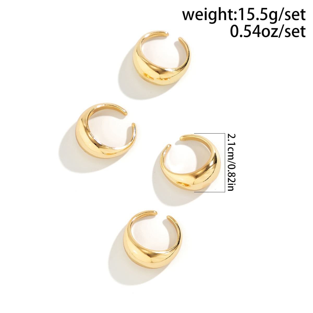 Geometric 4pcs Gold Silver Plated Open Ring Set - ArtGalleryZen