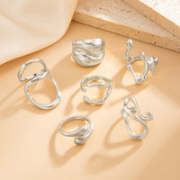 Thumbnail for Geometric 6pcs Irregular Waterdrop Chunky Ring Set - ArtGalleryZen