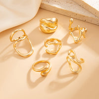 Thumbnail for Geometric 6pcs Irregular Waterdrop Chunky Ring Set - ArtGalleryZen