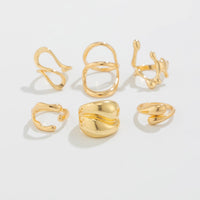 Thumbnail for Geometric 6pcs Irregular Waterdrop Chunky Ring Set - ArtGalleryZen