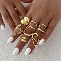 Thumbnail for Geometric 6pcs Irregular Waterdrop Chunky Ring Set - ArtGalleryZen