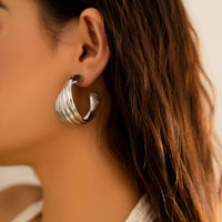 Thumbnail for Geometric Abstract Pattern Hoop Earrings - ArtGalleryZen