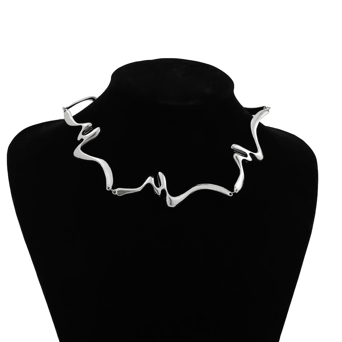 Geometric Abstract Wave Ribbon Collar Necklace - ArtGalleryZen