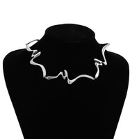 Thumbnail for Geometric Abstract Wave Ribbon Collar Necklace - ArtGalleryZen