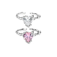 Thumbnail for Geometric Adjustable Crystal Heart Ring - ArtGalleryZen