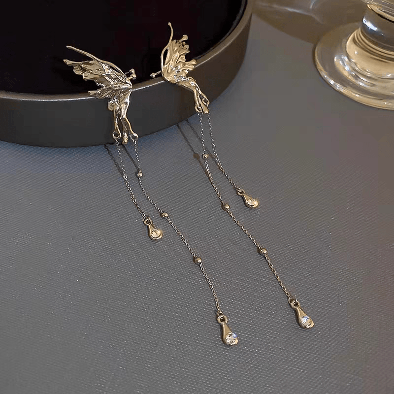 Geometric Angel Wings Butterfly Dangle Earrings - ArtGalleryZen