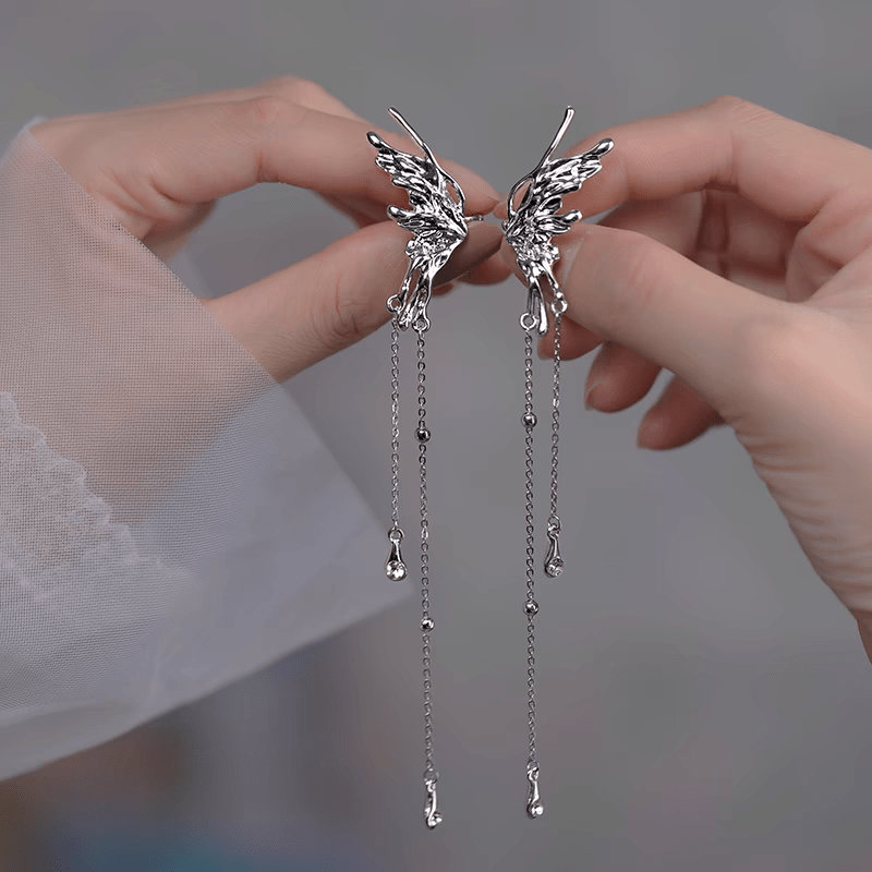 Geometric Angel Wings Butterfly Dangle Earrings - ArtGalleryZen