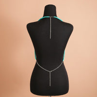 Thumbnail for Geometric Backless Turquoise Tassel Bra - ArtGalleryZen
