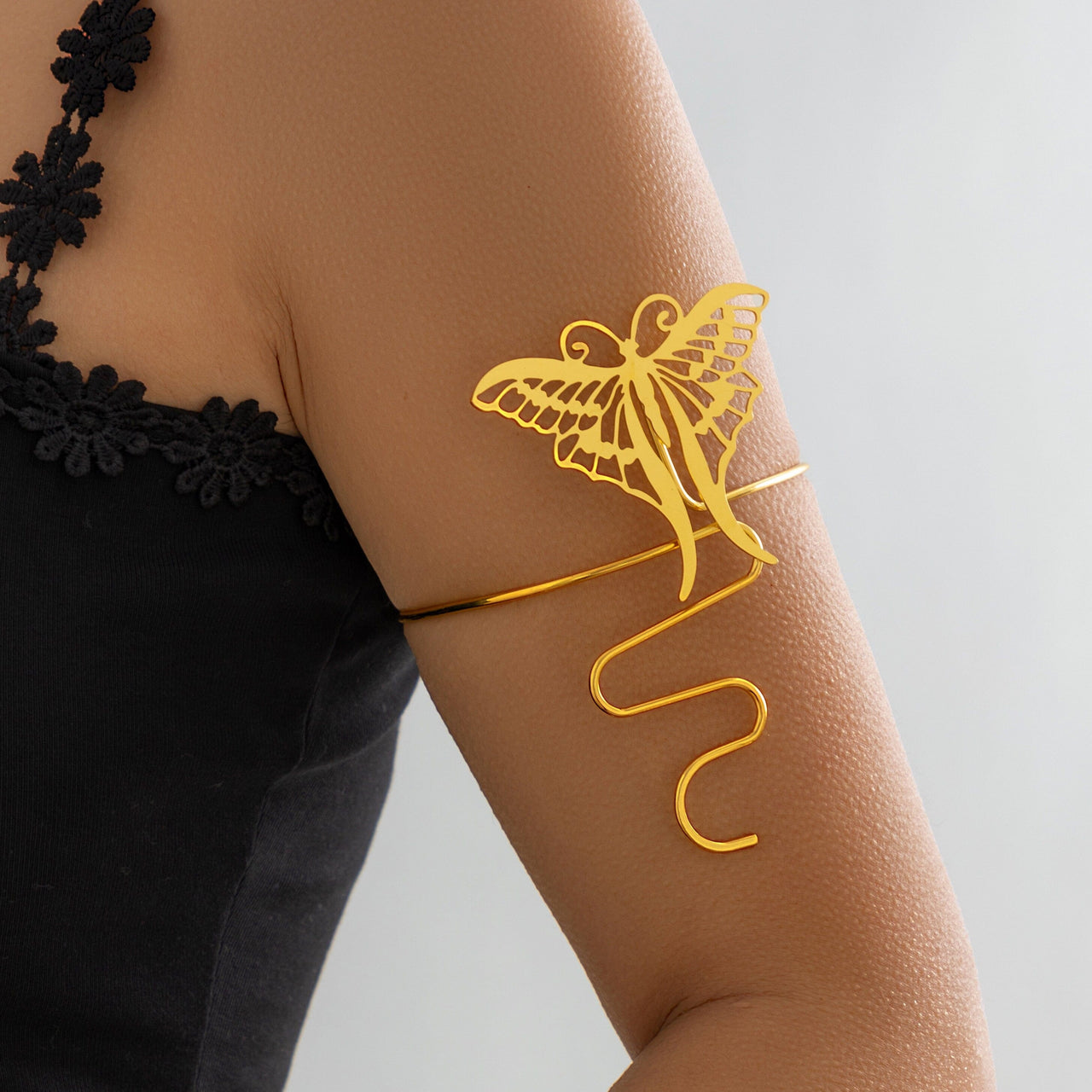 Geometric Carved Butterfly Arm Cuff - ArtGalleryZen