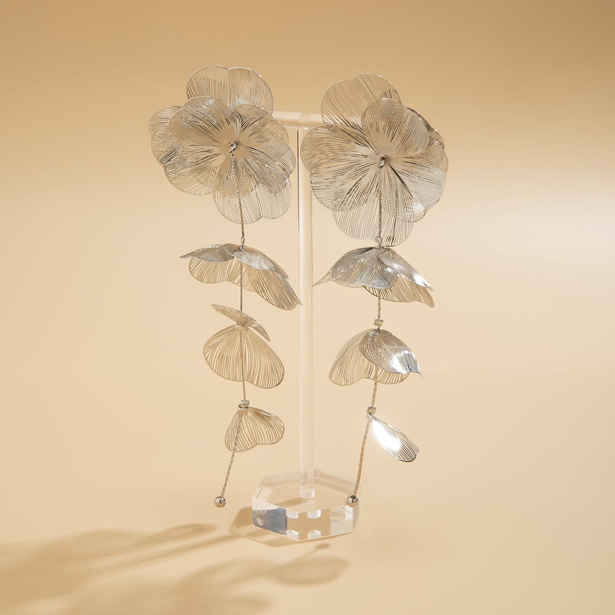 Geometric Chunky Abstract Floral Tassel Earrings - ArtGalleryZen