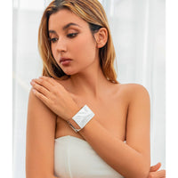 Thumbnail for Geometric Chunky D Shaped Wide Cuff Bangle Bracelet - ArtGalleryZen